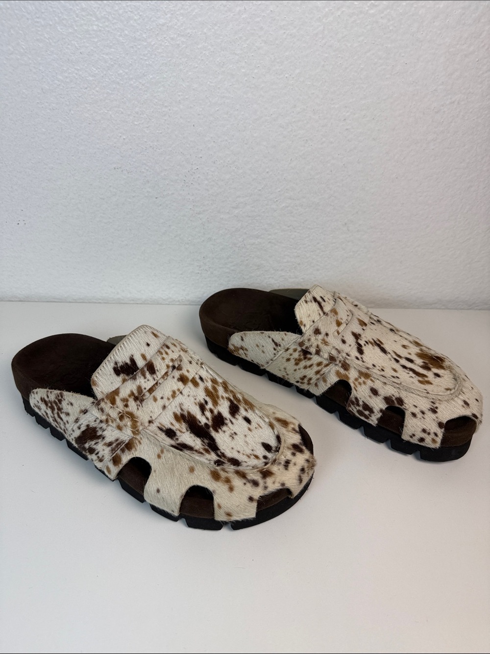 NIB Grenson Annalise Calf Hair Clog Sandals - Size 8